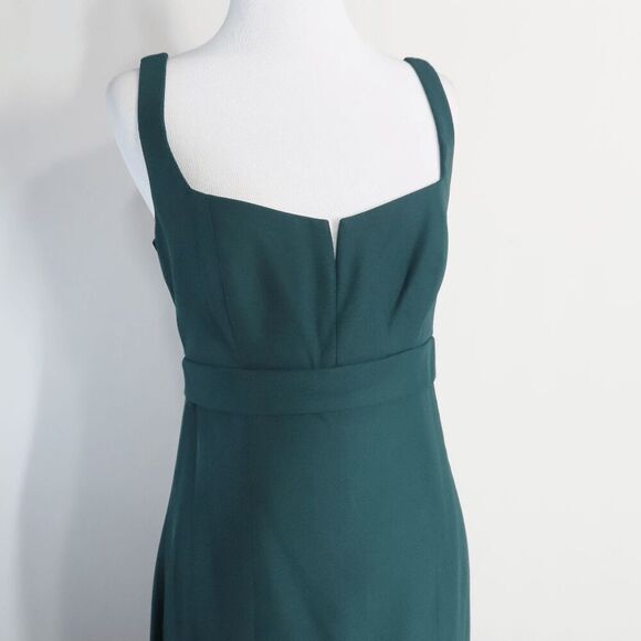 After Six 6838 Evergreen Wide Strap Notch Empire Waist Dress With Front Slit 2 - Picture 5 of 9